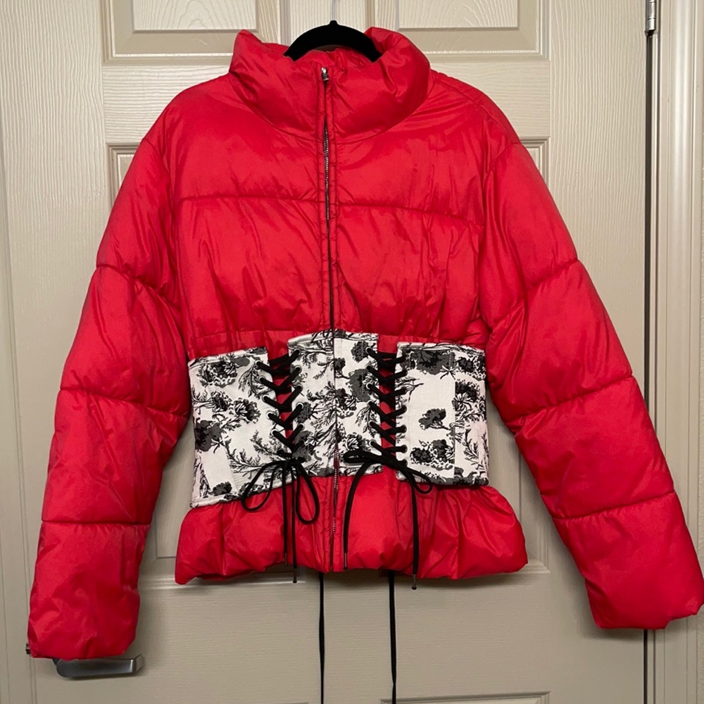 ASOS WINTER PUFF COAT WITH CORSET DETAIL